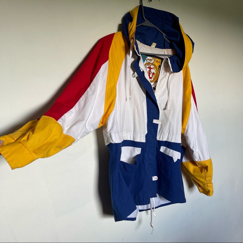 Vintage 90s color block hooded nautical jacket (A3)